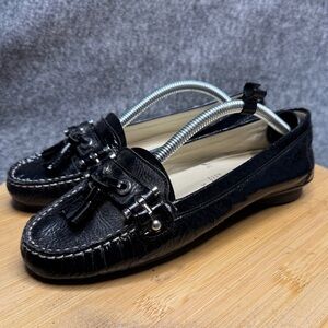 Geox Respira Size 37.5 / 7 Womens Patent Leather Slip On Tassel Accent Loafers‎